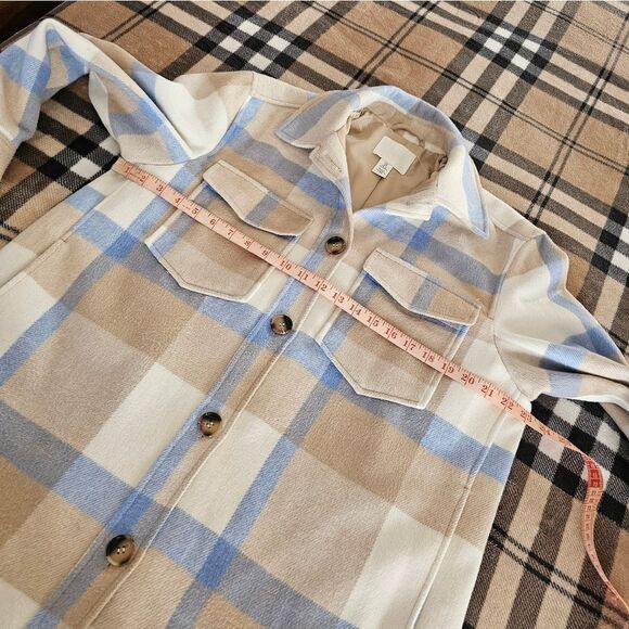 Womens Plaid Jacket in Blue and Tan - Picture 6 of 7